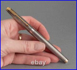 Vintage PARKER 75 Cisele STERLING SILVER with 14k GOLD Nib FOUNTAIN PEN Made USA
