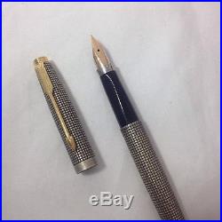 Vintage PARKER 75 Sterling Silver Cap & Barrel USA 14K Gold Fountain Pen