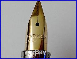 Vintage PARKER 75 Sterling Silver Fountain Pen, Cisele 14K Gold Nib, M Point