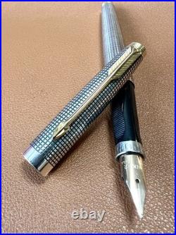 Vintage PARKER 75 Sterling Silver Fountain Pen Fine Nib USA Cisele Pattern