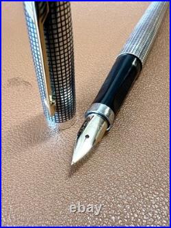 Vintage PARKER 75 Sterling Silver Fountain Pen Fine Nib USA Cisele Pattern