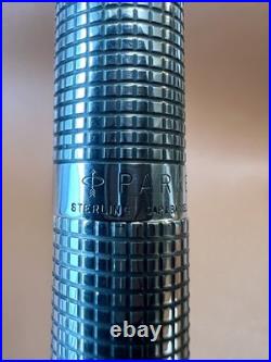 Vintage PARKER 75 Sterling Silver Fountain Pen Fine Nib USA Cisele Pattern