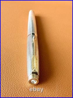 Vintage PARKER 75 Sterling Silver Fountain Pen Medium Nib Perfection