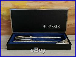 Vintage PARKER Cisele Classic 75 Sterling Silver Ballpoint Pen & Pencil Set