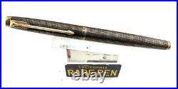 Vintage Parker 75 CISELE Sterling Silver Fountain Pen 14K MED FLAT TASIES MINTY