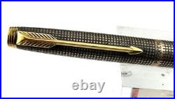 Vintage Parker 75 CISELE Sterling Silver Fountain Pen 14K MED FLAT TASIES MINTY