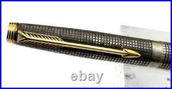 Vintage Parker 75 CISELE Sterling Silver Fountain Pen ITALIAN MARKET 14K F MINT
