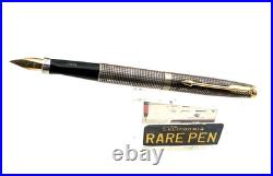 Vintage Parker 75 CISELE Sterling Silver Fountain Pen ITALIAN MARKET 14K F MINT