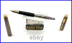 Vintage Parker 75 CISELE Sterling Silver Fountain Pen ITALIAN MARKET 14K F MINT
