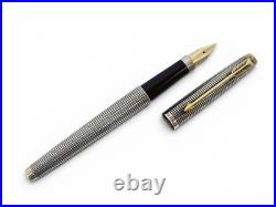 Vintage Parker 75 Ciselé Sterling Silver 14K Gold Fountain Pen and Ballpoint Pen