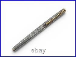 Vintage Parker 75 Ciselé Sterling Silver 14K Gold Fountain Pen and Ballpoint Pen