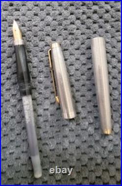 Vintage Parker 75 Cisele Sterling Silver Fountain Pen Flat Top 14K Nib XF USA
