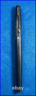 Vintage Parker 75 Fountain Pen Sterling Silver 14K Gold Nib MEDIUM Made in USA