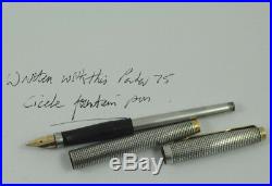 Vintage Parker 75 Sterling Silver Cicele Fountain Pen, GT, Box, XF Nib Nr Mint