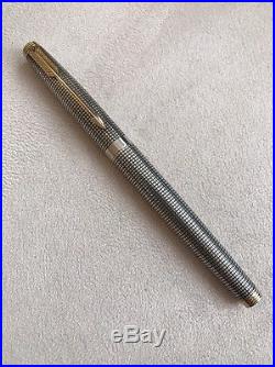 Vintage Parker 75 Sterling Silver Cisele 14k Medium Nib Fountain Pen-usa-superb