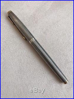 Vintage Parker 75 Sterling Silver Cisele 14k Medium Nib Fountain Pen-usa-superb