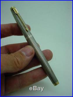 Vintage Parker 75 Sterling Silver Cisele Fountain Pen with Flat Ends Fine Nib