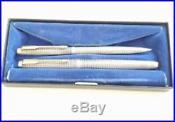 Vintage Parker 75 Sterling Silver Fountain Pen 14k Nib & Pencil Set Original Box