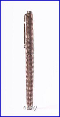 Vintage Parker 75 Sterling Silver Fountain Pen Crosshatch Cisele USA 14K