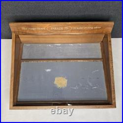 Vintage Parker 75 Sterling Silver Pen Wood/Glass Store Display Case withKey Rare
