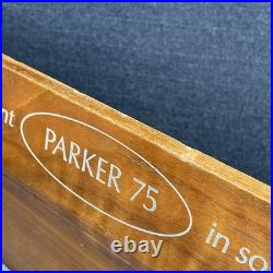 Vintage Parker 75 Sterling Silver Pen Wood/Glass Store Display Case withKey Rare