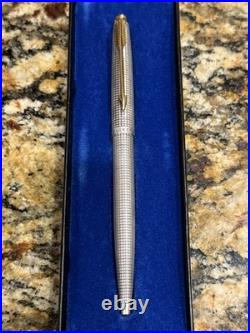 Vintage Parker Ballpoint Pen In Sterling Silver With Gold Top and Box