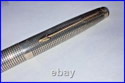 Vintage Parker Shizure Fountain pen Sterling silver 925 barrel & cap 14K gold