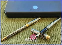 Vintage Parker Sonnet Cisele Sterling Silver Fountain + Ballpoint Pens Set 18K