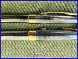 Vintage Parker Sonnet Cisele Sterling Silver Fountain + Ballpoint Pens Set 18K