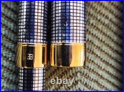 Vintage Parker Sonnet Cisele Sterling Silver Fountain + Ballpoint Pens Set 18K