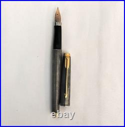 Vintage Parker Sterling Silver Fountain Pen 14K Gold Nib Made in USA #J6022