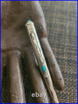 Vintage Rare Navajo Sterling Silver Turquoise Ink Pen Ornate Cj Signed