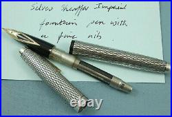 Vintage Sheaffer Imperial Sterling Silver Diamond Cut Fountain Pen, Box Nr MINT
