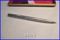 Vintage Sheaffer Sterling Silver Patterned Ballpoint Pen In Case