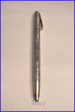 Vintage Sheaffer Sterling Silver Patterned Ballpoint Pen In Case