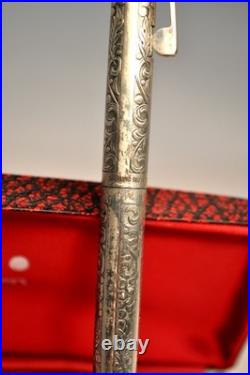 Vintage Sheaffer Sterling Silver Patterned Ballpoint Pen In Case