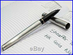 Vintage Sterling Silver Sheaffer Targa White Dot 14K Gold Clip Nib Fountain Pen