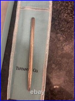 Vintage TIFFANY&Co. 925 Sterling Silver Blue Ballpoint Pen