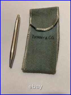 Vintage Tiffany & Co Sterling Silver Ballpoint Pen Guilloche Engine Turn withPouch