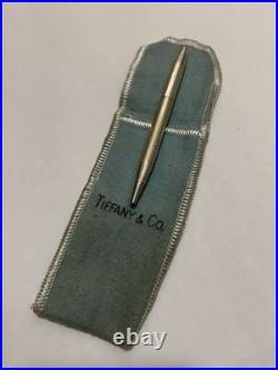 Vintage Tiffany & Co Sterling Silver Ballpoint Pen Guilloche Engine Turn withPouch