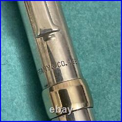 Vintage Tiffany & Co. T Clip 925 Sterling & 14K Gold Ink Pen Blue Ink