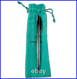 Vintage Tiffany Co silver / gold T Clip Ballpoint Writing Pen With Pouch