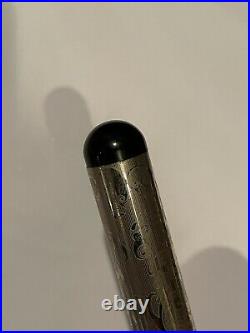 Vintage Visconti Skeleton Sterling Silver Fountain Pen w 14k Nib and Case