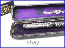 Vintage WATERMAN 402 Sterling Silver SNAIL Overlay Fountain Pen #2 Flex Med nib