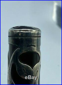 Vintage WATERMAN 418 Fountain Pen Sterling Silver Overlay Boxed #8 Flex Nib