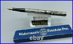 Vintage WATERMAN 452 Pansy Panel Sterling Silver Overlay Fountain Pen Near Mint