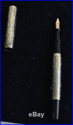 Vintage WATERMAN 452 Sterling Silver Overlay Fountain Pen, Hand Engraved Vine