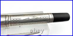 Vintage WATERMAN 456 Sterling Silver Overlay Fountain Pen 14K #6 Med FLEX nib