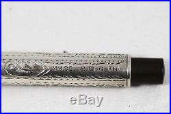 Vintage WH SMITH British Fountain Pen Eyedropper Sterling Silver Ornate Overlay