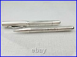 Vintage W. S Hicks Sterling Silver Fountain Pen & Pencil Set 14K Gold Nib